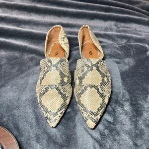 Franco Sarto Beige Snakeskin Loafers